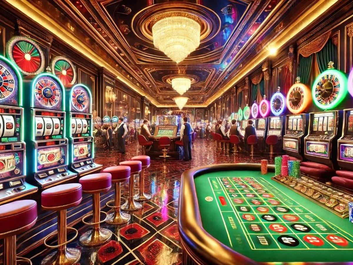 Tampilan permainan slot JAJANTOGEL dengan reel dan simbol berwarna